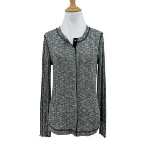 Michael Stars Sweater Womens OS One Size Grey Hidden Snap Buttons Long Sleeve